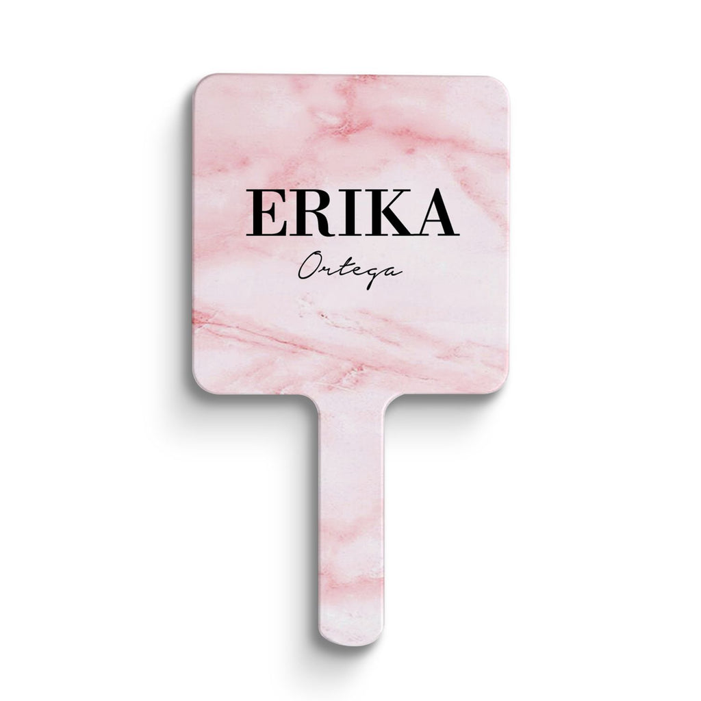 Personalised Cotton Candy Marble Name Handheld Makeup Mirror