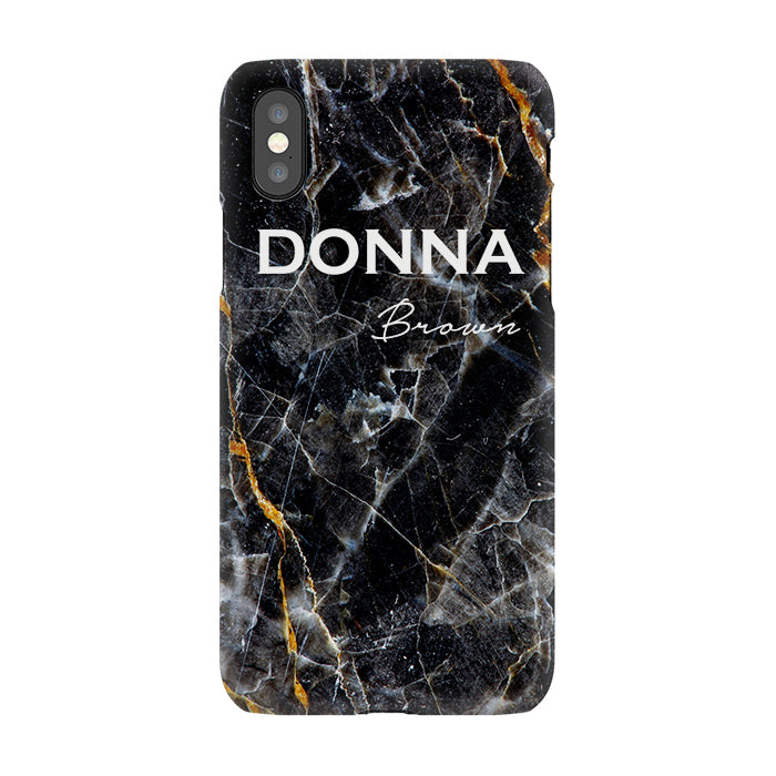 Personalised Midnight Marble Name iPhone XS Case