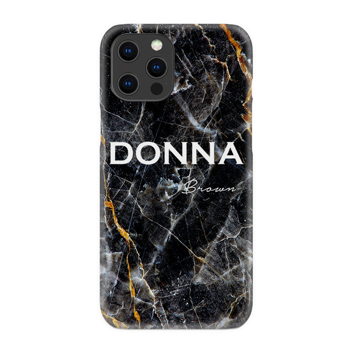 Personalised Midnight Marble Name iPhone 12 Pro Max Case