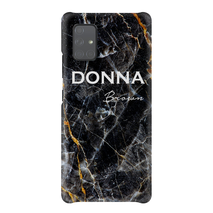 Personalised Midnight Marble Name Samsung Galaxy A51 Case