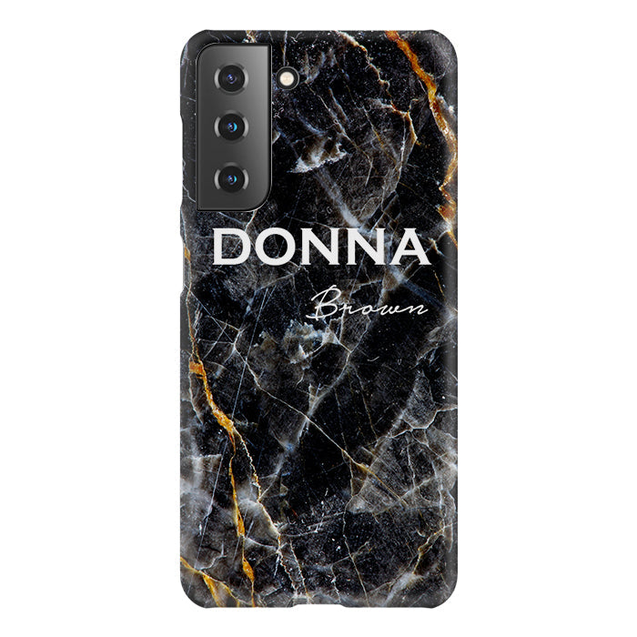 Personalised Midnight Marble Name Samsung Galaxy S21 FE Case