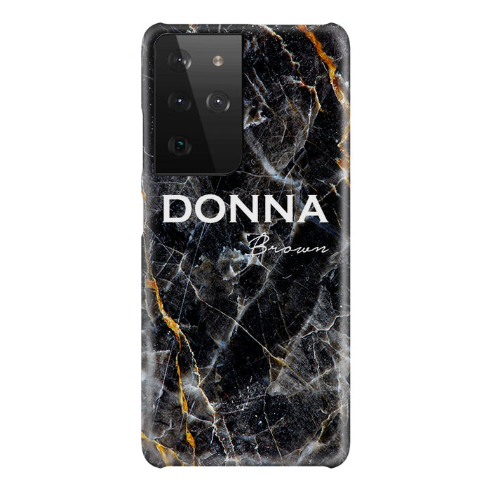 Personalised Midnight Marble Name Samsung Galaxy S21 Ultra Case