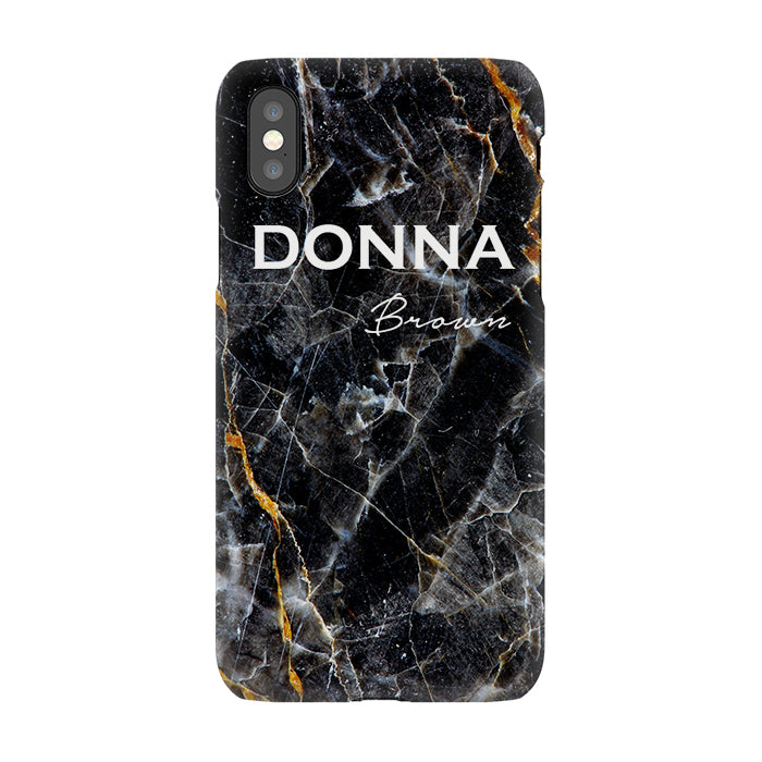 Personalised Midnight Marble Name iPhone X Case