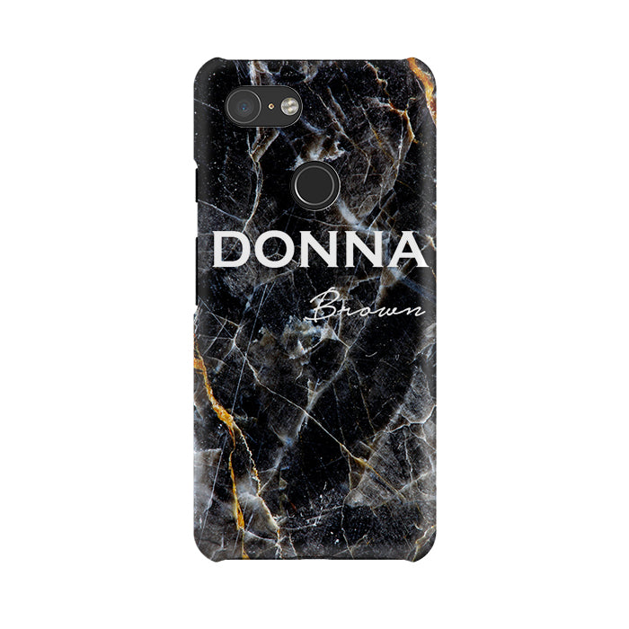 Personalised Midnight Marble Name Google Pixel 3 Case