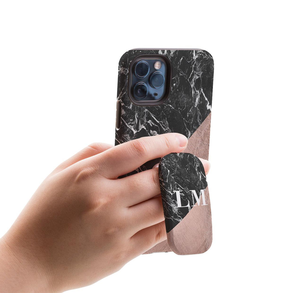 Personalised Black x Rose Gold Marble Clickit Phone grip