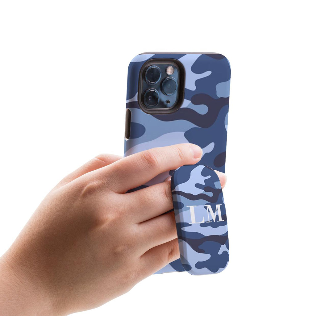 Personalised Cobalt Blue Camouflage Initials Clickit Phone grip