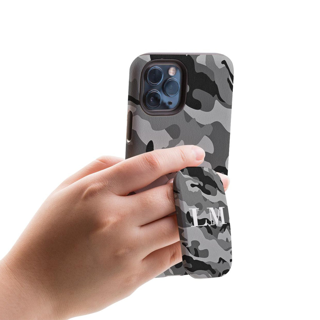 Personalised Grey Camouflage Initials Clickit Phone grip