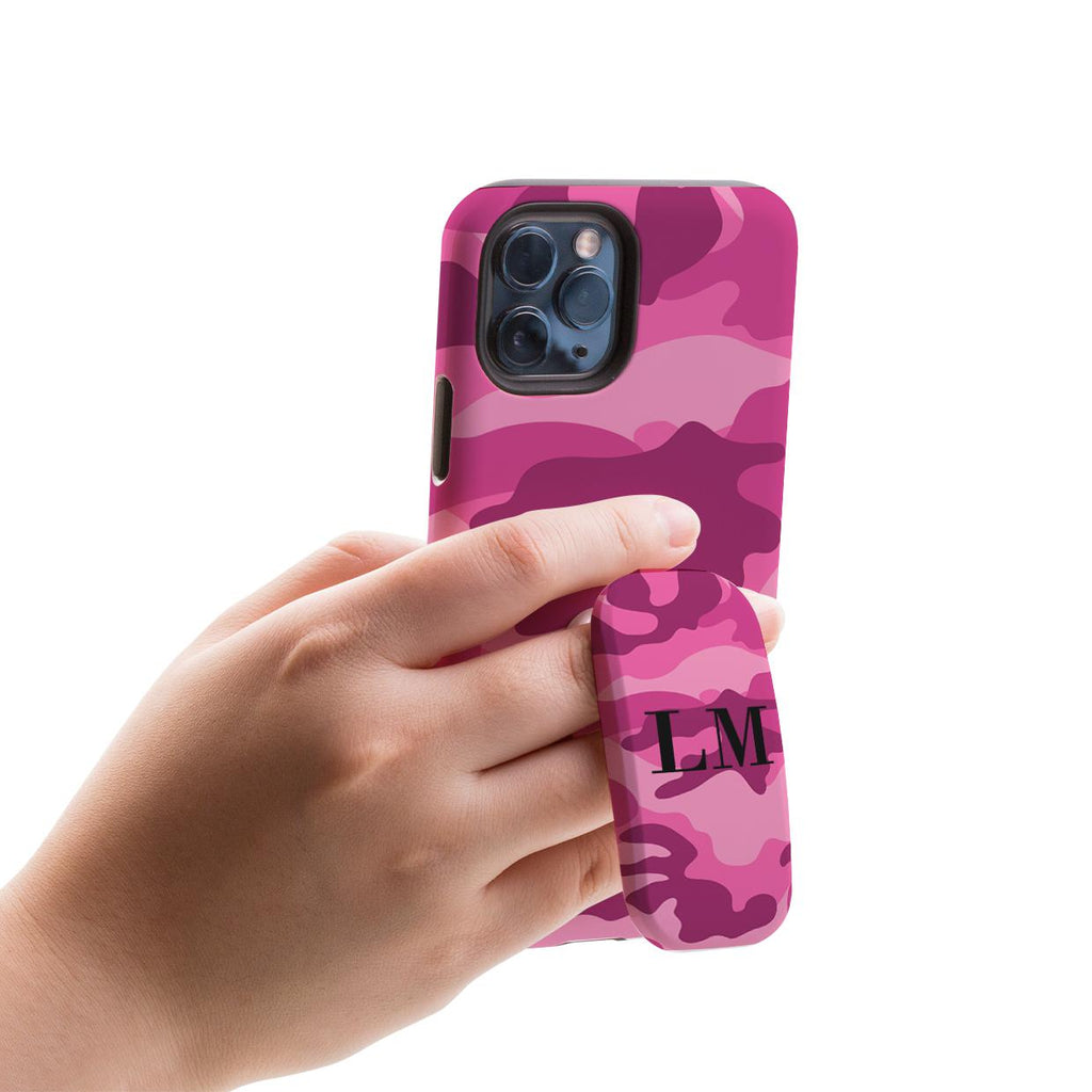 Personalised Hot Pink Camouflage Initials Clickit Phone grip