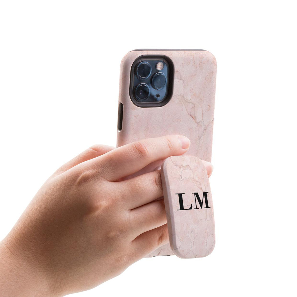 Personalised Pink Marble Initials Clickit Phone grip