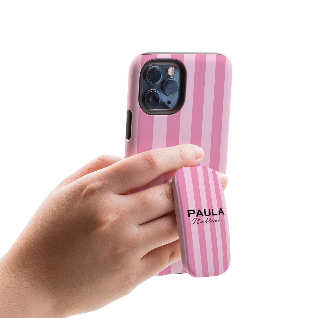 Personalised Pink Stripe Clickit Phone grip