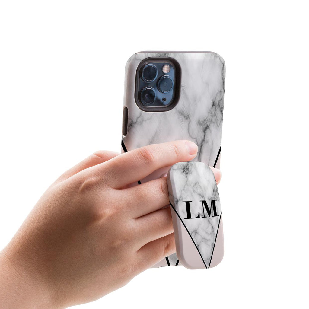 Personalised Pink x Grey Marble Clickit Phone grip
