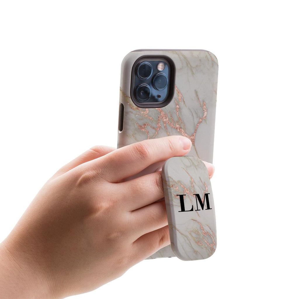 Personalised Rose Gold Marble Initials Clickit Phone grip