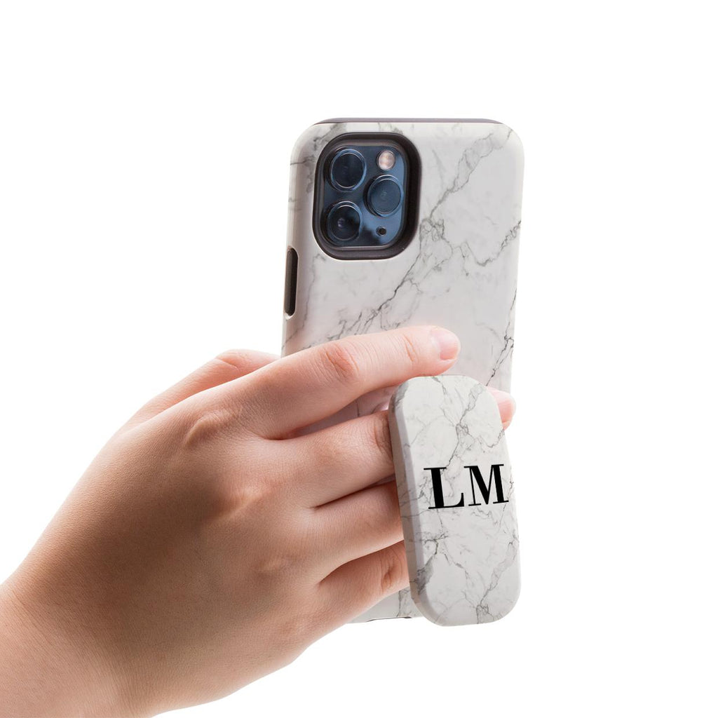 Personalised White Calacatta Marble Initials Clickit Phone grip