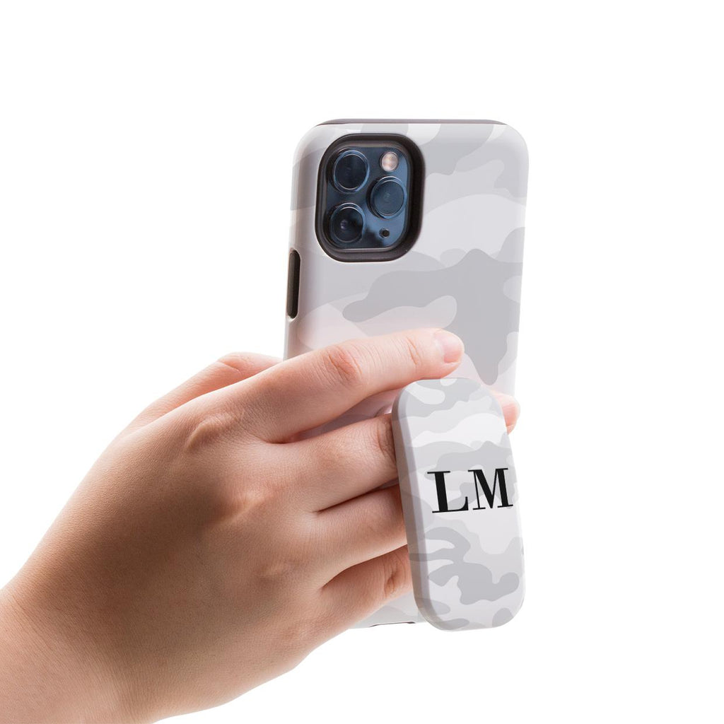Personalised White Camouflage Initials Clickit Phone grip