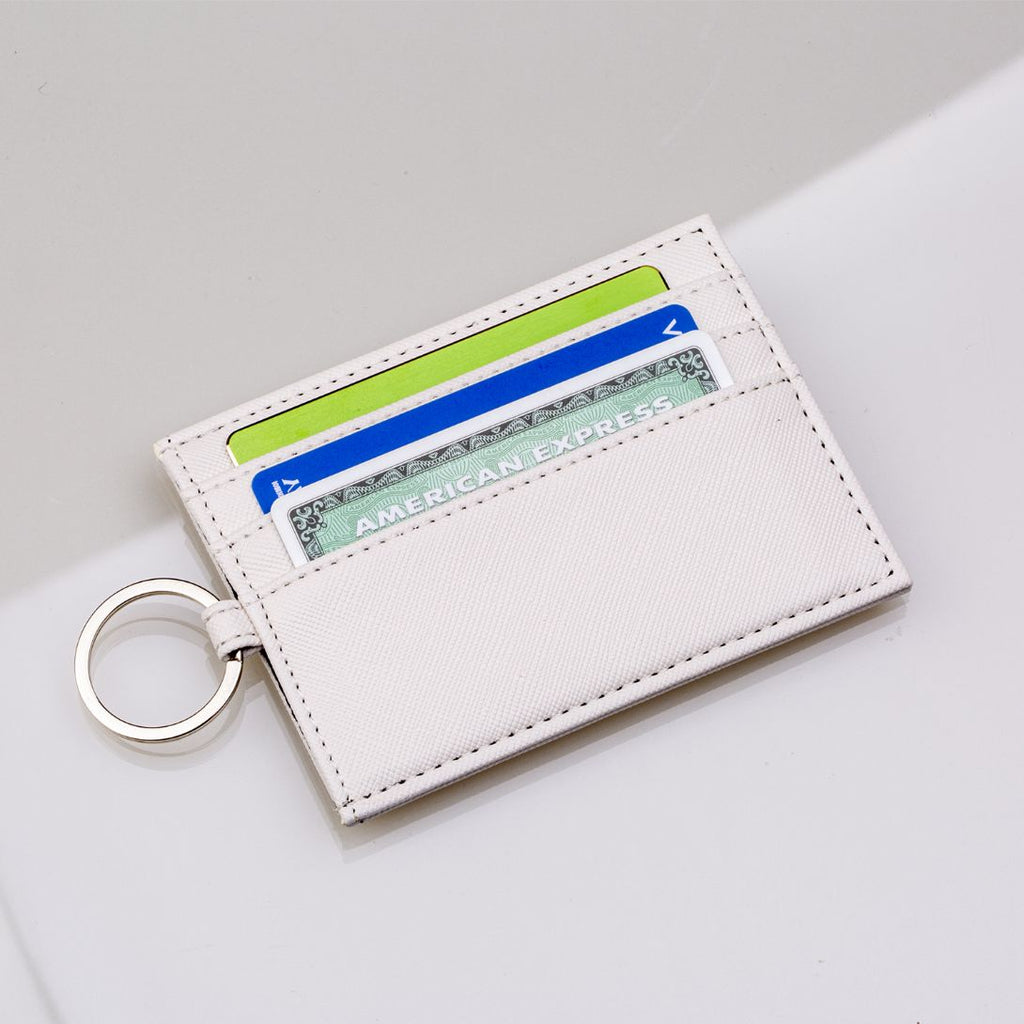 Personalised White Polka Dots Leather Card Holder
