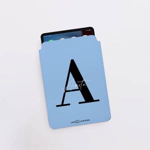 Personalised Baby Blue Name Saffiano Leather Tablet/Laptop Sleeve