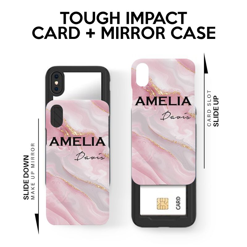 Personalised Luxe Pink Marble Name iPhone SE Case