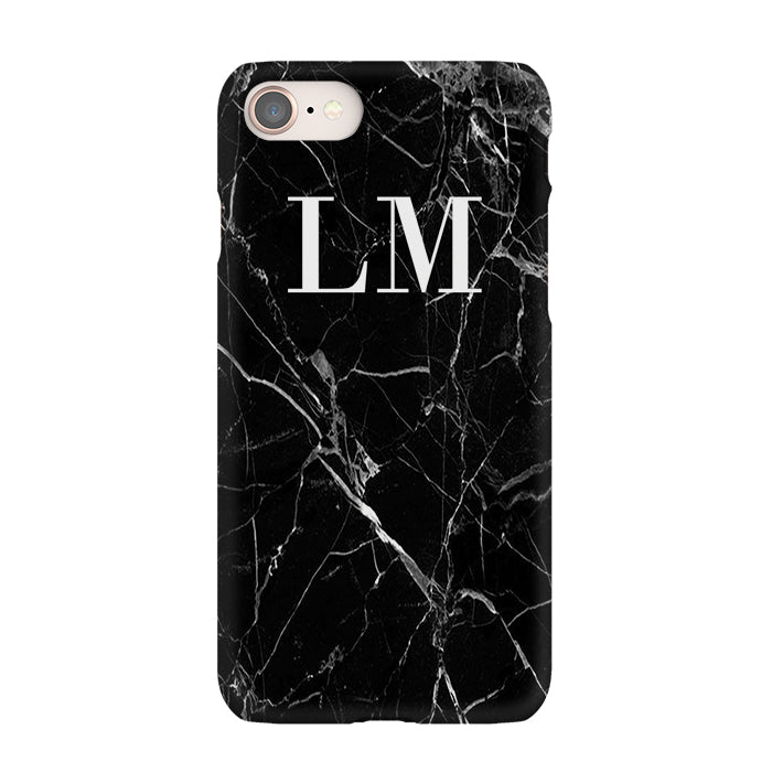 Personalised Black Marble Initials iPhone SE Case