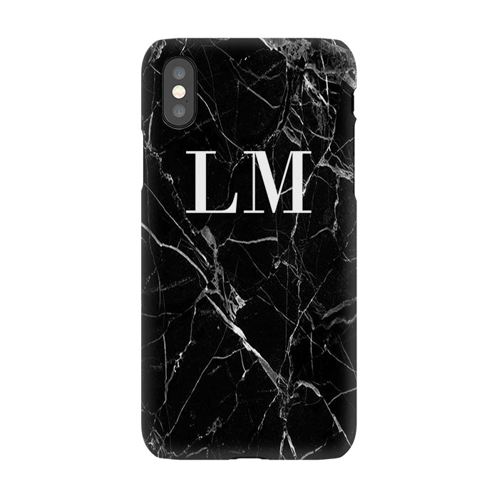 Personalised Black Marble Initials iPhone X Case