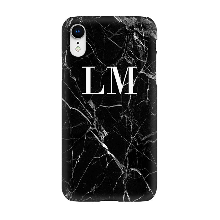 Personalised Black Marble Initials iPhone XR Case
