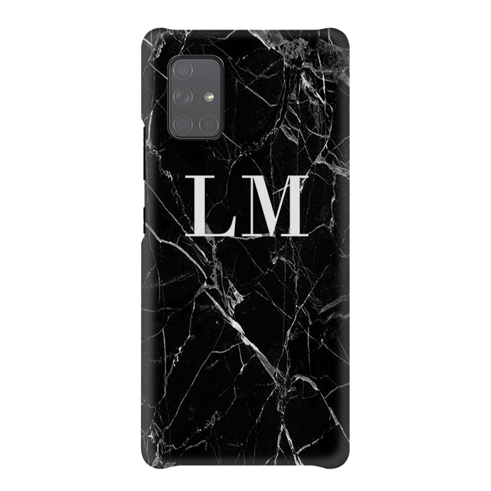 Personalised Black Marble Initials Samsung Galaxy A51 Case