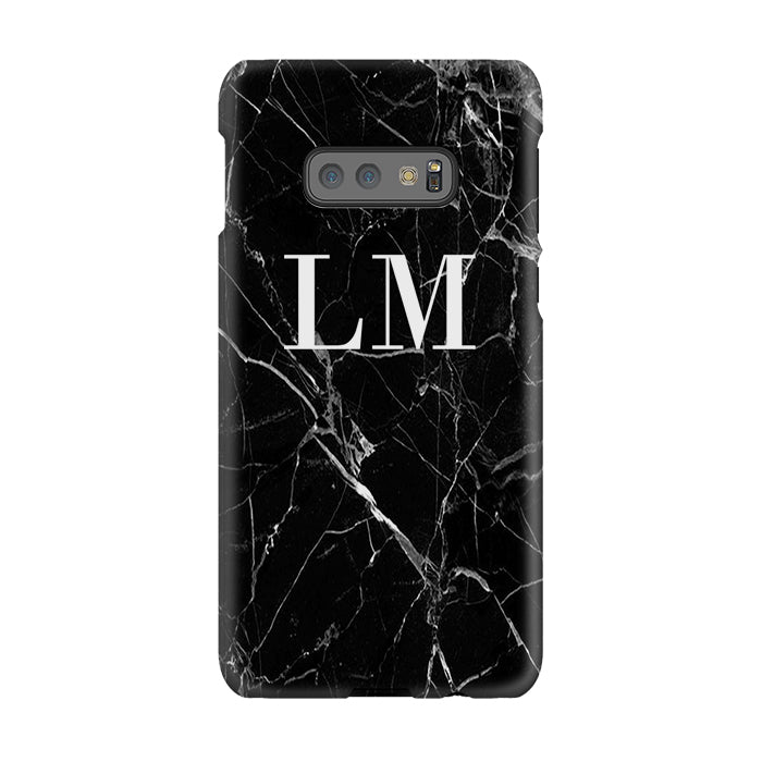Personalised Black Marble Initials Samsung Galaxy S10e Case
