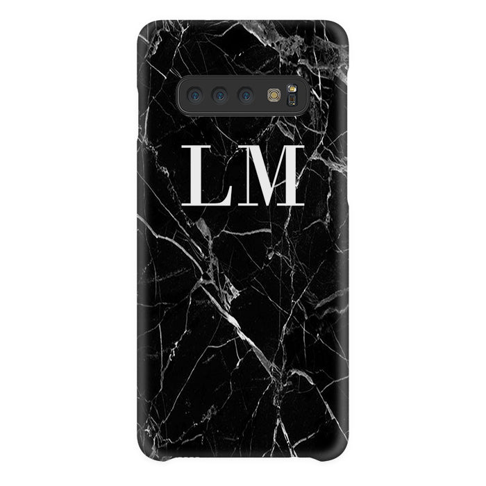 Personalised Black Marble Initials Samsung Galaxy S10 Case