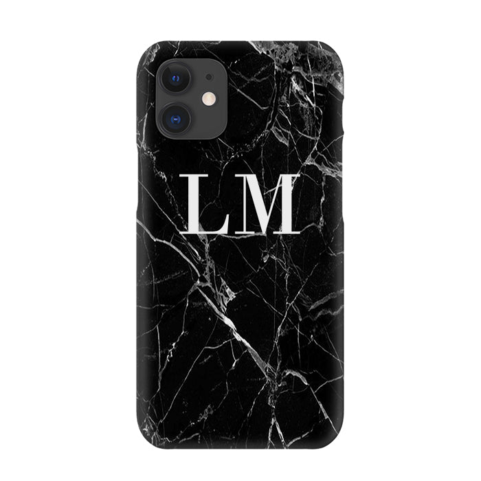 Personalised Black Marble Initials iPhone 12 Case