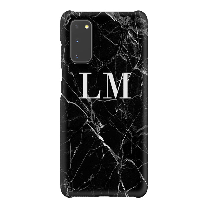 Personalised Black Marble Initials Samsung Galaxy S20 FE Case