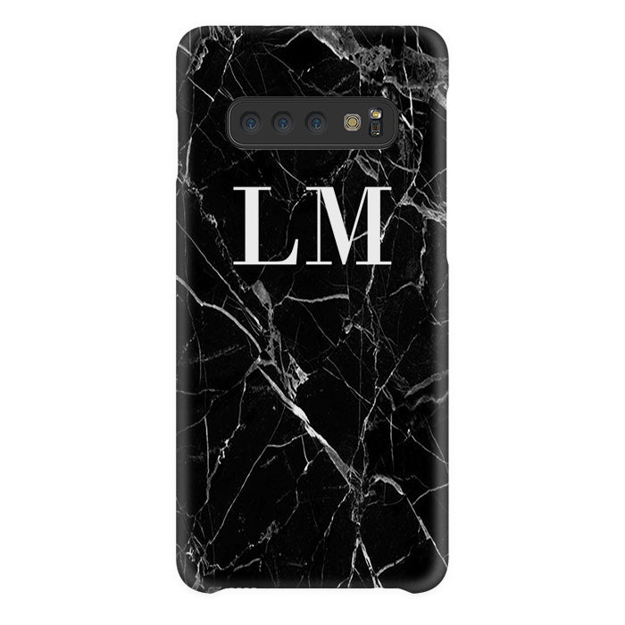 Personalised Black Marble Initials Samsung Galaxy S10 Plus Case