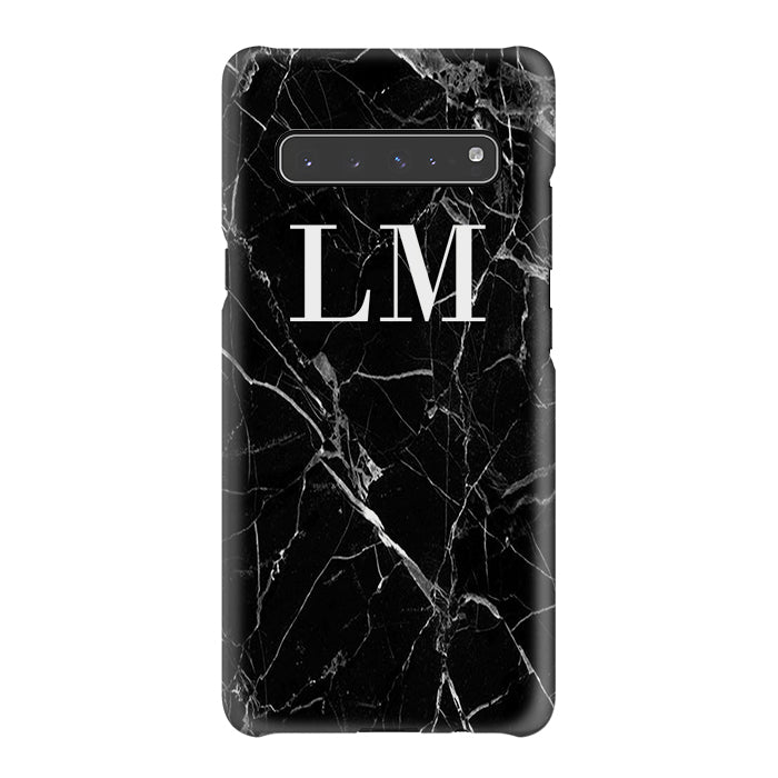 Personalised Black Marble Initials Samsung Galaxy S10 5G Case