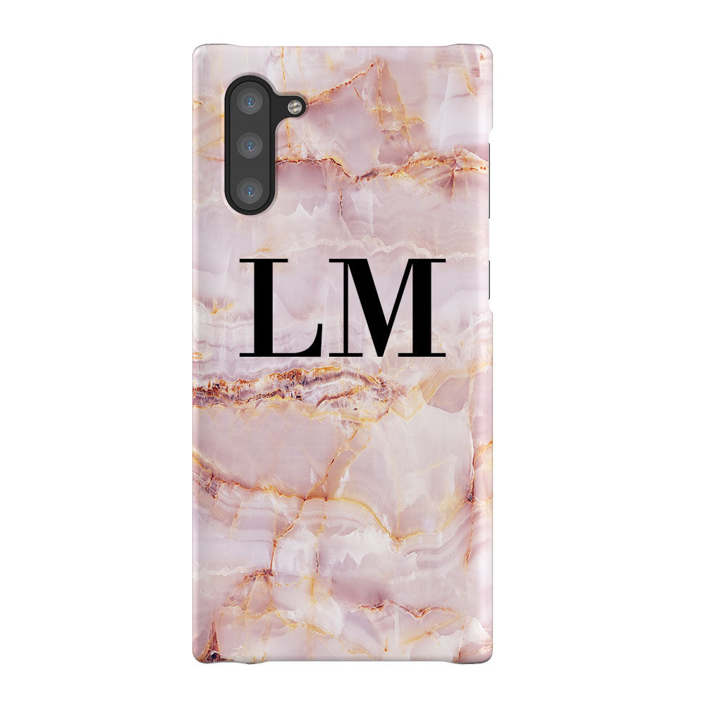 Personalised Natural Pink Marble Initials Samsung Galaxy Note 10 Case
