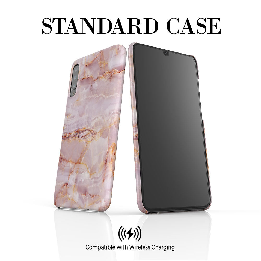 Personalised Natural Pink Marble Initials Samsung Galaxy A70 Case