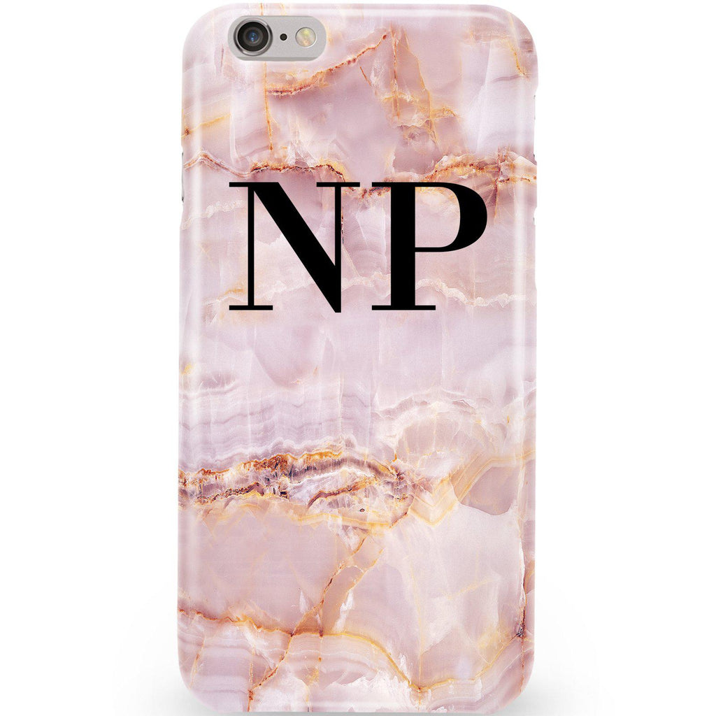 Personalised Natural Pink Marble Initials iPhone 6/6s Case