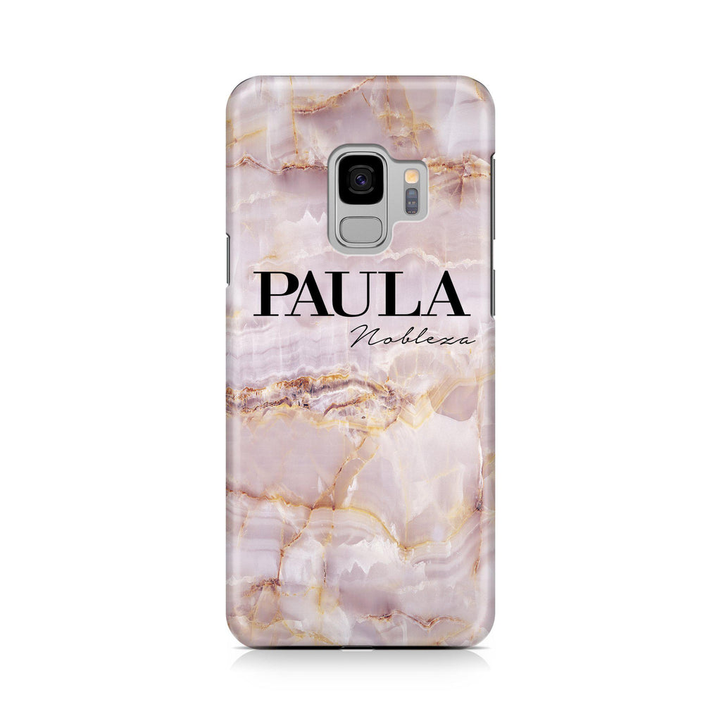 Personalised Natural Pink Marble Name Samsung Galaxy S9 Case