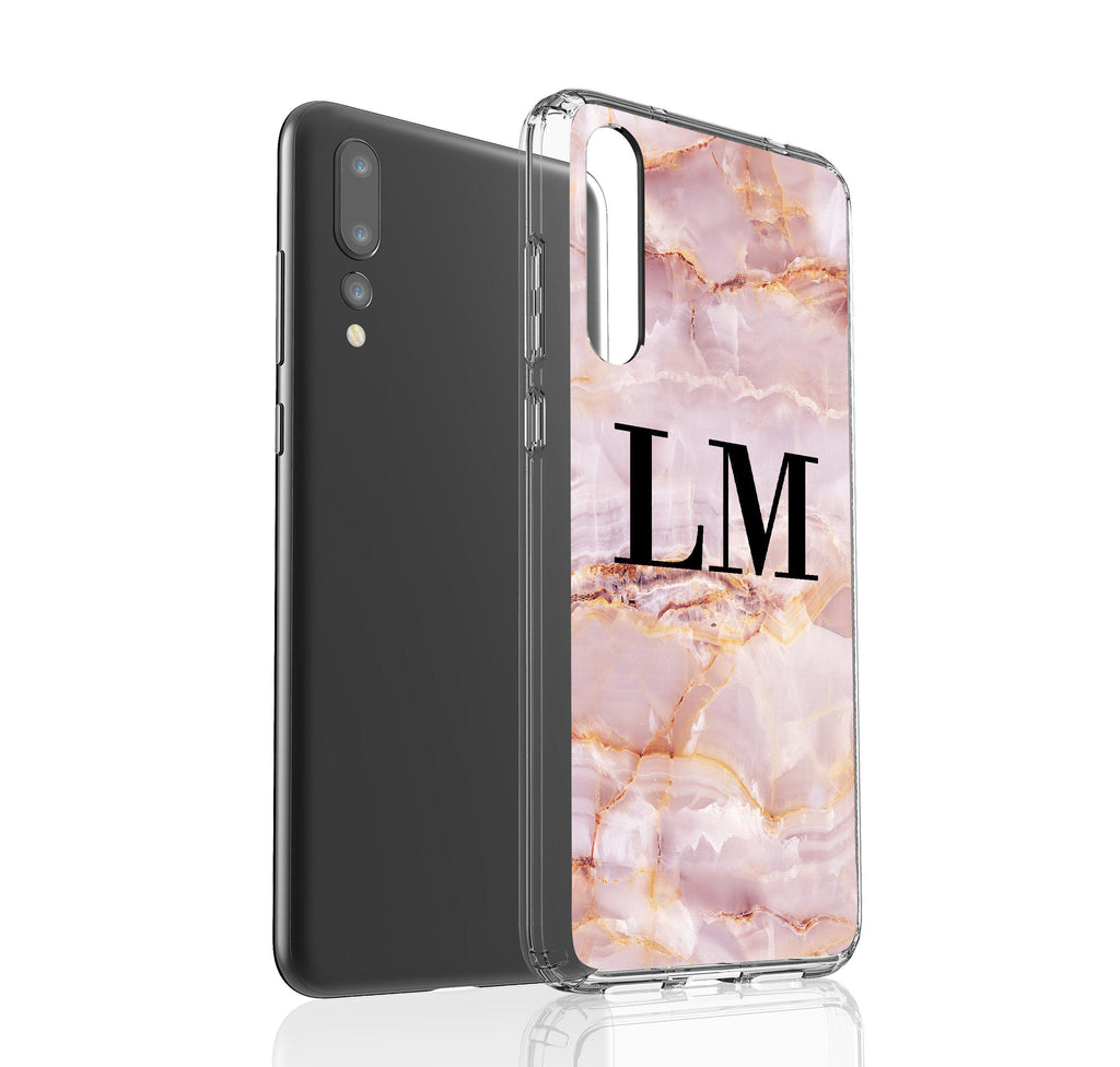 Personalised Natural Pink Marble Initials Huawei P20 Pro Case