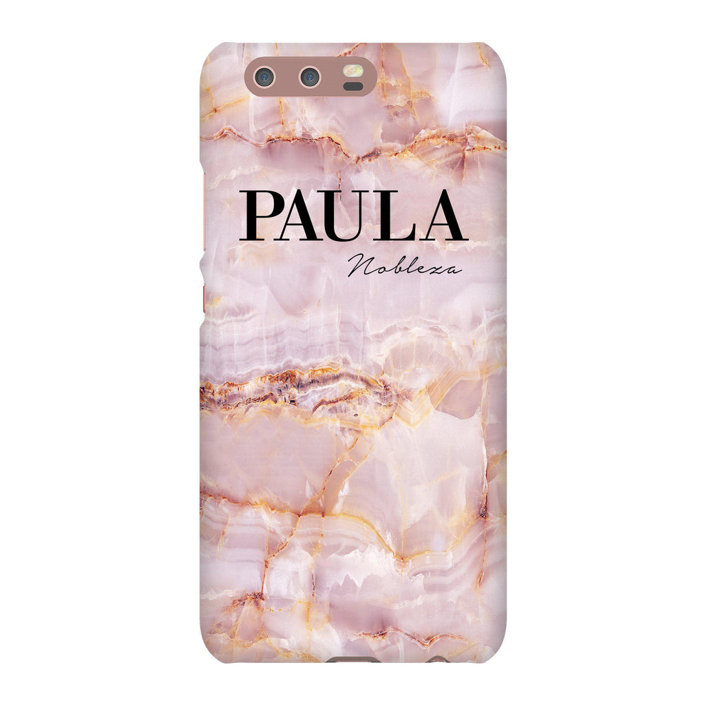 Personalised Natural Pink Marble Name Huawei P10 Case