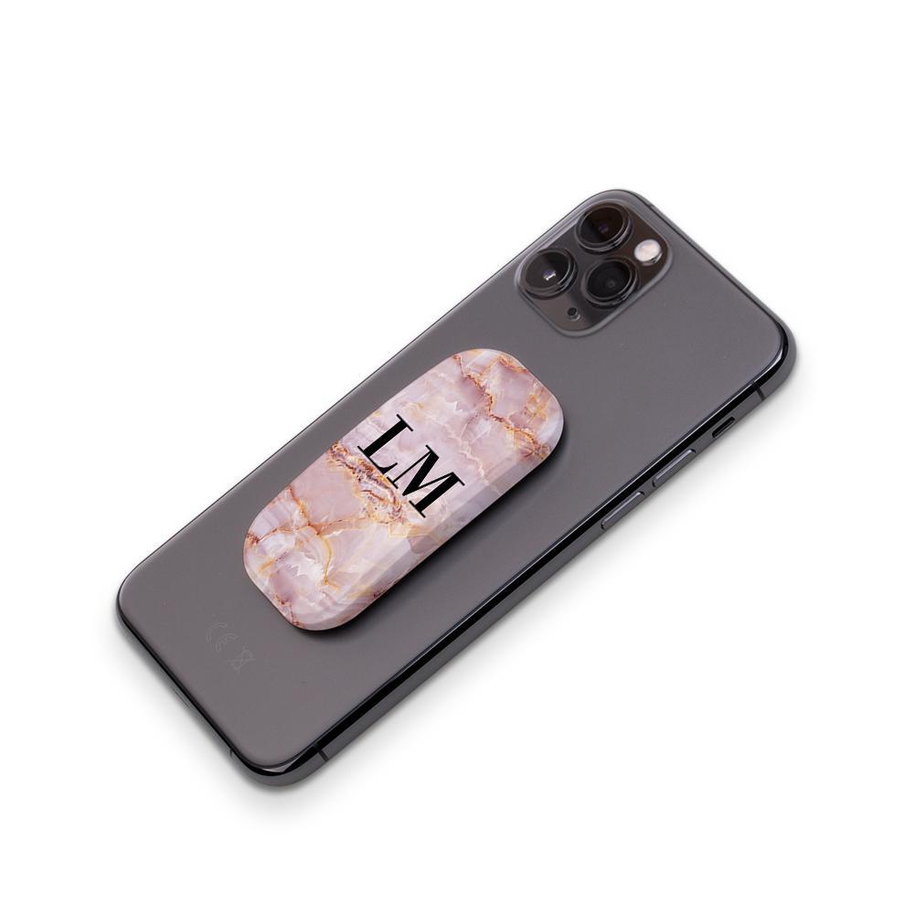 Personalised Natural Pink Marble Initials Clickit Phone grip