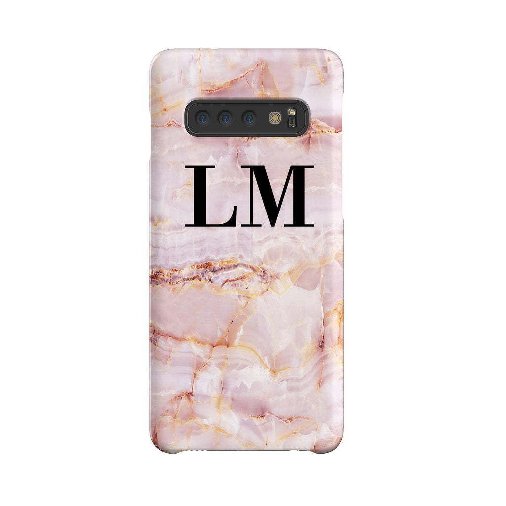 Personalised Natural Pink Marble Initials Samsung Galaxy S10 Case