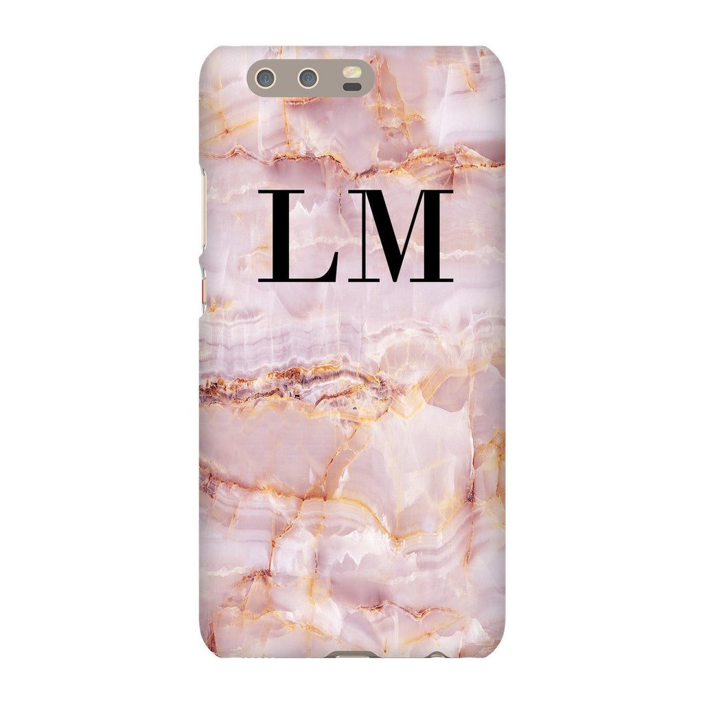 Personalised Natural Pink Marble Initials Huawei P10 Plus Case