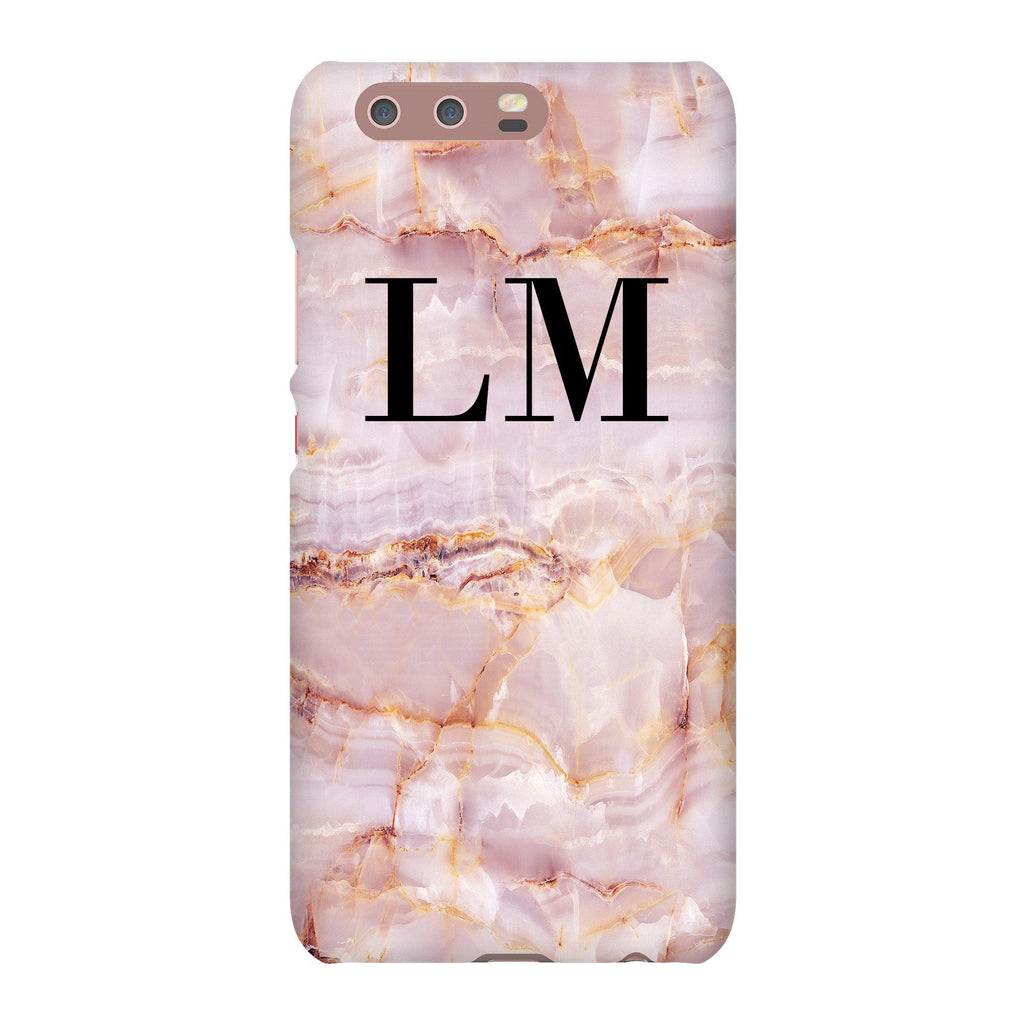 Personalised Natural Pink Marble Initials Huawei P10 Case