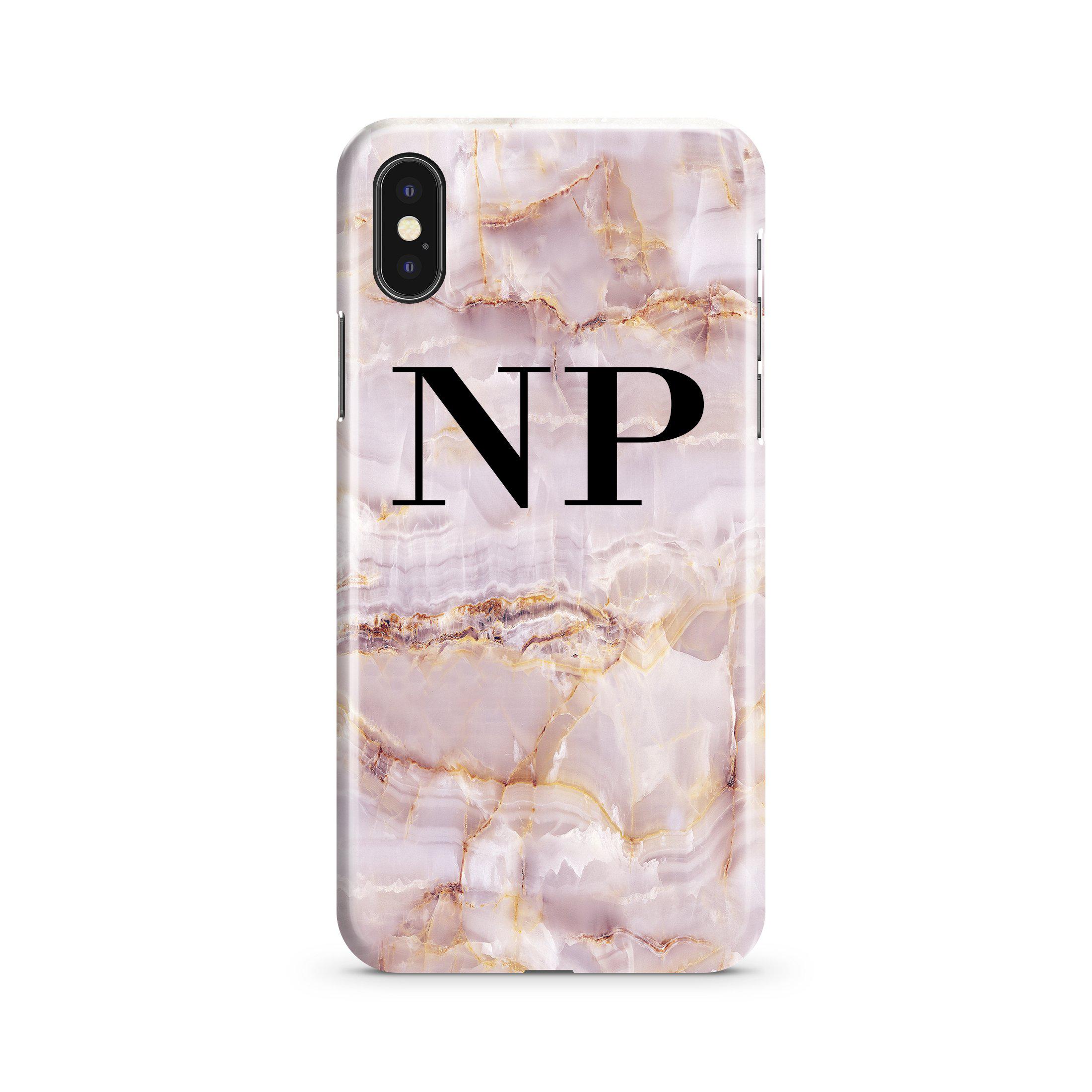 Personalised Natural Marble Initials iPhone