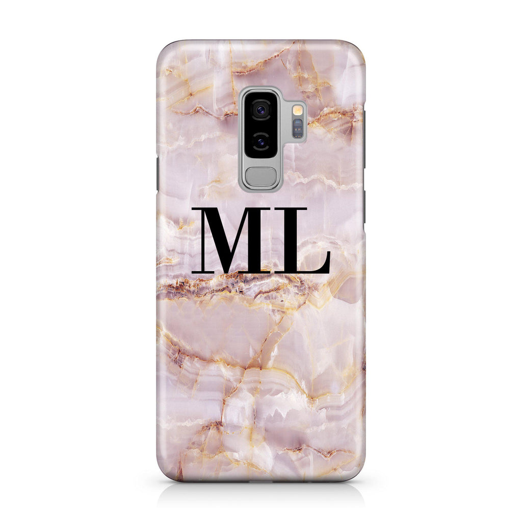 Personalised Natural Pink Marble Initials Samsung Galaxy S9 Plus Case