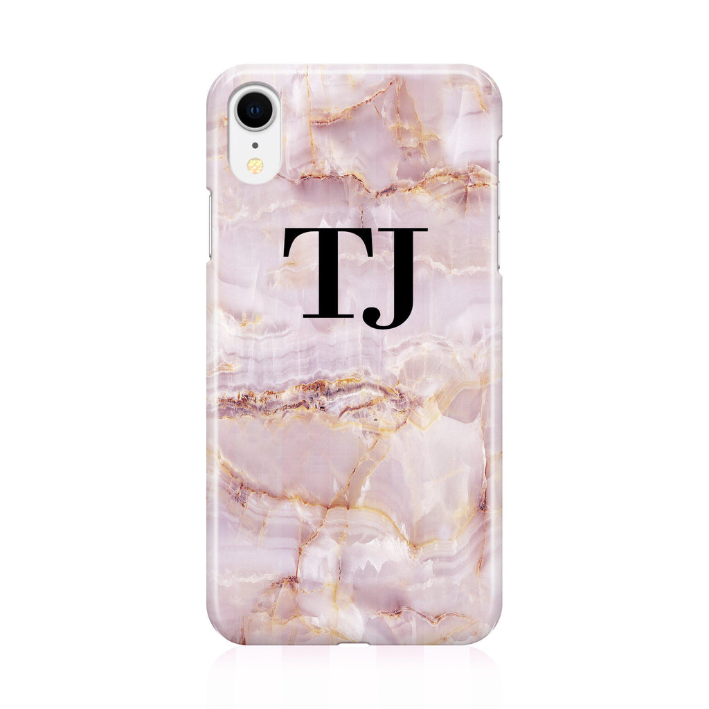 Personalised Natural Pink Marble Initials iPhone XR Case