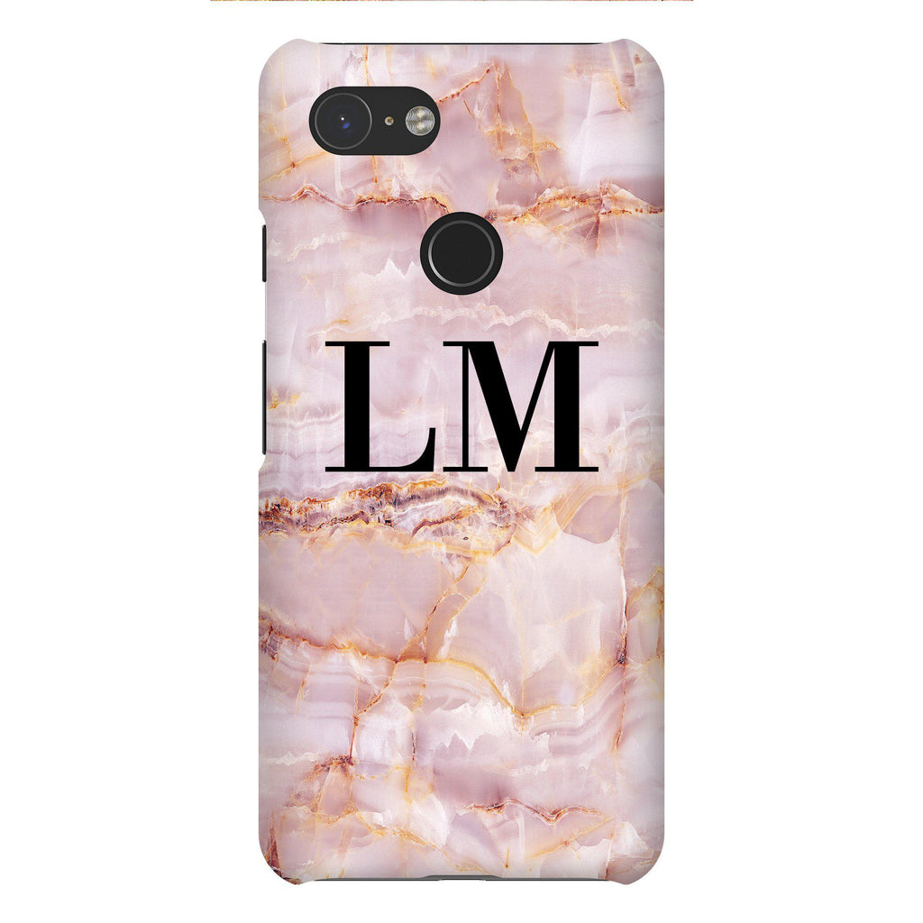 Personalised Natural Pink Marble Initials Google Pixel 3 Case