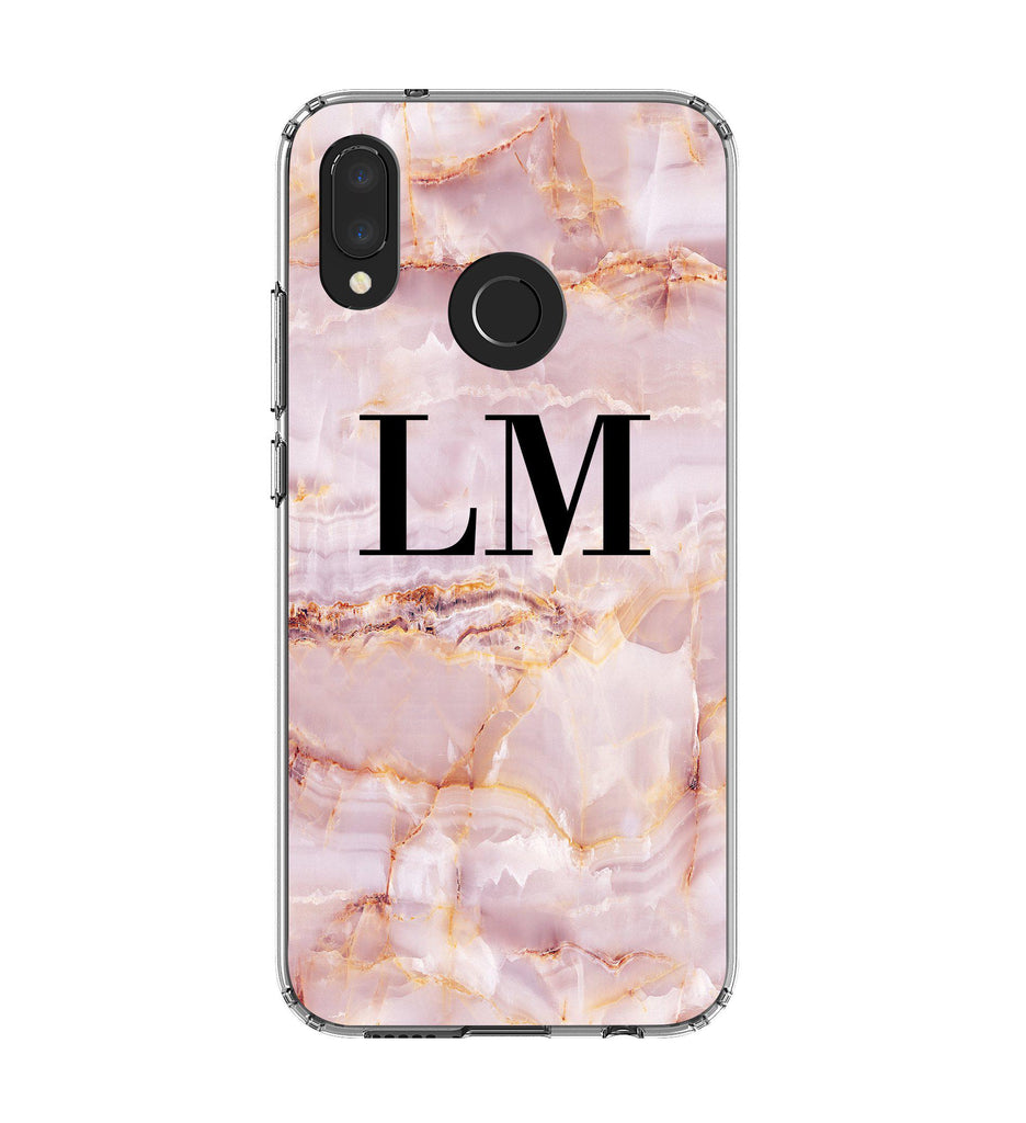 Personalised Natural Pink Marble Initials Huawei P20 Lite Case