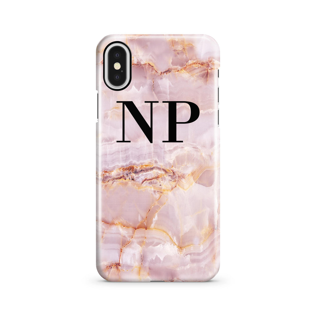Personalised Natural Pink Marble initials iPhone X Case
