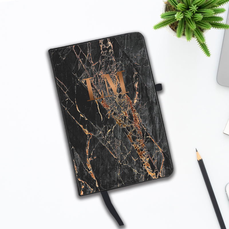 Personalised Slate Marble Bronze Initial Notebook
