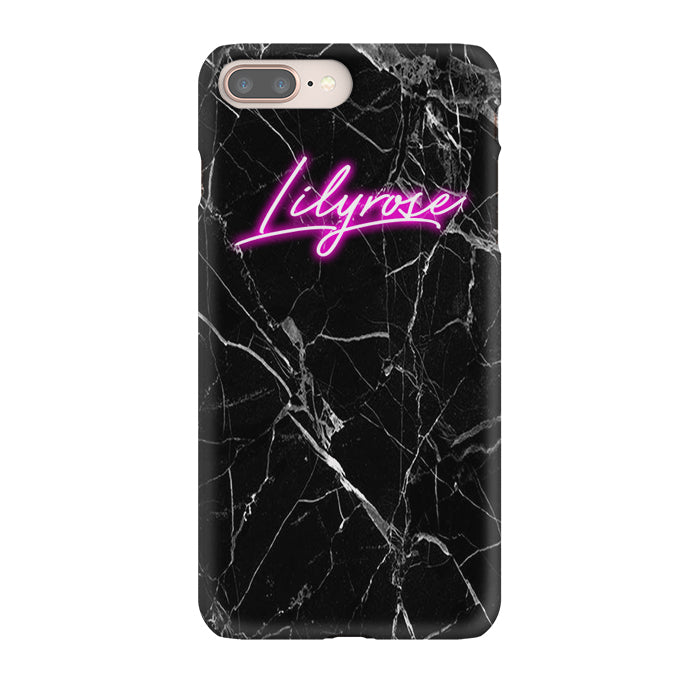 Personalised Black Marble Neon Initials iPhone 7 Plus Case
