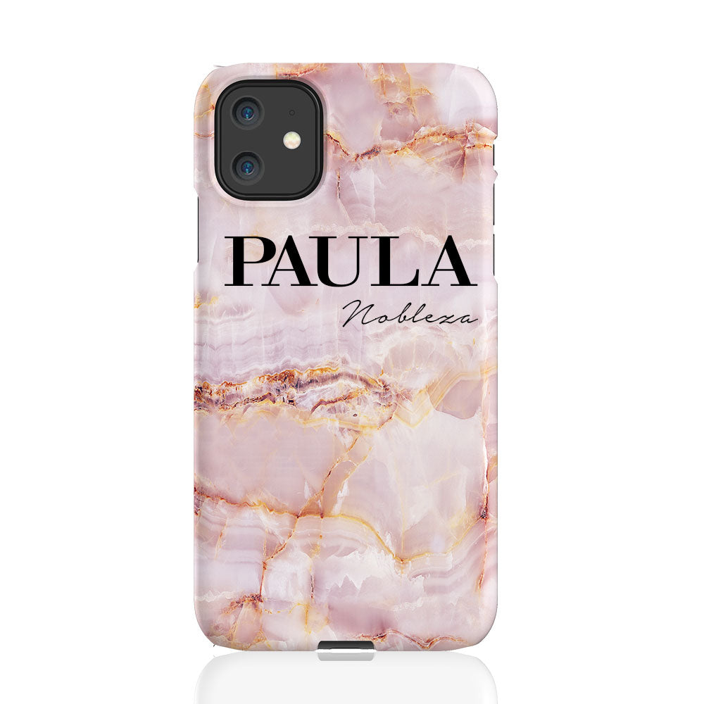 Personalised Natural Pink Marble Name iPhone 11 Case
